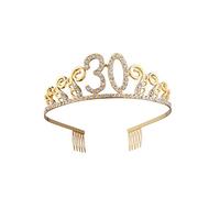 Beaupretty Couronne Anniversaire 30 Ans Tiare Diadème Princesse avec Peigne Strass Cristal Or Anniversaire de Mariage 30 Ans