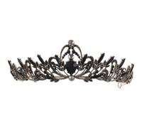 Beaupretty Couronne Baroque Noire Taille 1 en Métal Doré Ancien Tiare de Mariée Vintage en Cristal Accessoire de Bal et Costume Gothique pour Femme Couronne de Reine Vampire Élégante