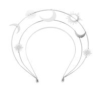 Beaupretty Couronne de Déesse Argentée pour Femmes Bandeau Coiffure Lune et Étoiles Fait Main Accessoire Élégant pour Costume Princesse Cosplay Fête et Anniversaire