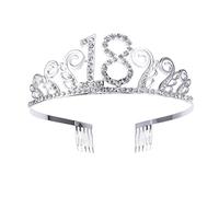 Beaupretty Couronne De Diadème 18 Ans Avec Strass Peigne Accessoire Cheveux Fille Anniversaire Tiara Ondulée Argentée Pour Fête Bal