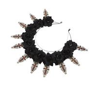 Beaupretty Couronne De Fleurs Gâteau Décorations Casque Femme Diadème De Couronne Sirène Casque De Bal Médaillon Coiffure De Reine Mariage Tiare Bijoux Robe Diadème D'or Black Métal