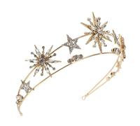 Beaupretty Couronne de Mariée Étoile Éclatante Dorée Tiara pour Mariage et Fille Accessoire Tête Durable et pour Cérémonie