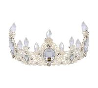 Beaupretty Couronne Élégante de Mariée en Métal Argenté Strass Blancs Accessoire Cheveux Féminin pour Mariage Bal de Promo et Fêtes Diadème Tête Unique Style Glace Scintillante