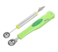 Beaupretty Cuillères à Melon pour Découpe et Sculpture de Fruits Outil Multifonction 2 Pièces en Acier Inoxydable et Plastique pour Bureau et Bar
