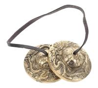 Beaupretty Cymbales Tibétaines en Laiton à Main Tingsha Double Dragon 7 Cm Carillons de Pleine Conscience pour Yoga Contemplation Relaxation Bouddhiste