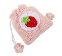 Beaupretty de Monnaie tissé à la Main Mini- à Main pièce de Monnaie Mignon Enfants Branché Pochette au Crochet Petit à Main Porte-Monnaie Sacs Cordon Fil Rose