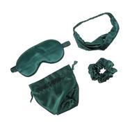 Beaupretty De Sommeil En Soie Véritable 4 Pièces Ensemble Vert Foncé, Bandeau Yeux Doux Et Serrage-tête Élastique Pour Chignon, Accessoire De Beauté Pour Sommeil Relaxant Et Soins Du Visage