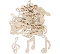 Beaupretty Découpes en Bois à Peindre Soi-Même Notes de Musique 30 Pièces pour Fournitures Loisirs Créatifs Garçon et Filles, Tranches Rondes Légères Adaptées la Décoration Suspendue et Fête