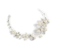 Beaupretty Diadème Mariée Perles et Cristal Décor Fleurs Bandeau Cheveux Femme Mariage Accessoire Cérémonie Ajustable Élégant