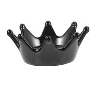 Beaupretty Disque de stockage de joaillerie de la couronne Plaque afficher mini-couronne en forme de plateau de couronne présentoir à bijoux vide-poche décoratif plat de bijoux céramique Noir