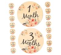 Beaupretty Ensemble de 18 Cartes en Bois Mois de Bébé Panneaux en Bois Étape Importante Mensuelle Disques Étapes Mensuelles Accessoires Photo Bébé