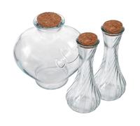 Beaupretty Ensemble de 3 Petites Bouteilles en Verre de Cœur avec Bouchons en Liège pour Cérémonie de Sable Mariage Souvenir et Décoration Lune de Miel