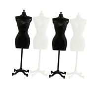 Beaupretty Ensemble de 4 Supports Mannequins Porte-vêtements pour Poupées Miniatures, Plastique Rigide Noir et Blanc, Présentoir Accessoires Poupée, Décoration et Bricolage Créatif