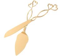 Beaupretty Ensemble de Découpe de Gâteau de Mariage et Coupe en Alliage de Zinc Or 2pcs Serveur à Tarte Élégant Prise en Main Confortable pour Événements Spéciaux et Mariage