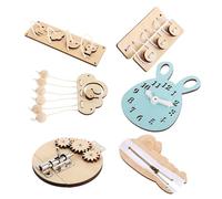 Beaupretty Ensemble de Jouets D'éveil Montessori pour Tout-Petits, Tableau D'activités Sensoriel Bleu Roue en Acier, Développement Cognitif et Motricité Fine, pour Maison et Crèche, 1 Set