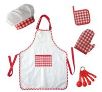 Beaupretty Ensemble de Pâtisserie pour Garçon et Filles Tablier et Chapeau de Chef 5 Pièces Kit Cuisine pour Garçons et Filles pour Cuisiner et Jouer à