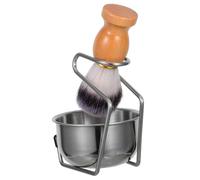 Beaupretty Ensemble de Rasage Barbe Hommes avec Brosse à Poils Doux, Bol à Savonnette à Poignée Pratique et Support Solide en Métal, Kit Complet pour Soin Quotidien Visage et Rasage