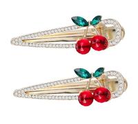 Beaupretty Épingle À Cheveux Bec De Canard Pour Filles - 2 Épingles À Cheveux Cerises Avec Décor Lustré
