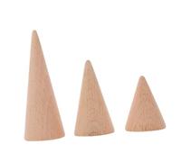 Beaupretty Étagère de Rangement pour Bagues en Bois Massif Forme Cône Créative 3 Pièces pour Exposition Bijoux en Magasin ou Collection Personnelle