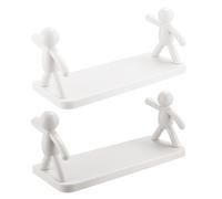 Beaupretty Étagère Murale de Rangement pour Salle de Bain 2pcs en PP Blanc, Multifonctionnelle et Facile à Fixer sans Perçage, Design Simple et Classique Maison