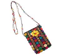 Beaupretty Ethnic Coconut Shell Shoulder Bag Handmade Boho Beaded Crossbody Purse With Long Strap For Women Travel And Everyday Use