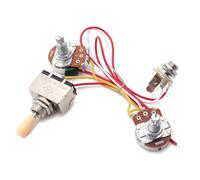 Beaupretty Faisceau de Câbles Précâblé pour Guitare Électrique 1 Potentiomètre de Volume 1 Tonalité 500K Kit Complet Bouton Jaune Compatible Guitare Électrique de Bruit Intégrée