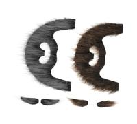 Beaupretty Fausse Barbe et Sourcils Autocollants Réalistes pour Costume Halloween Accessoire Cosplay Pirate et Vieil Homme Kit et Gris Noir pour Fête et Festival