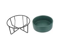 Beaupretty Gamelle Céramique Surélevée pour Chien et Chat avec Support Fer Noir Bol Protecteur pour Alimentation et Eau Anti-Renversement et Facile à Nettoyer