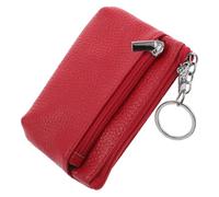 Beaupretty Genuine Leather Coin Purse with Keychain for Women Compact Front Pocket Small Change Bag Minimalist Credit Card Holder and Cash Organizer in