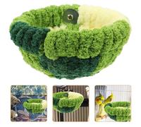 Beaupretty Grand Nid D'oiseau en Polaire Vert Forêt, Refuge Chaud pour Perroquets et Perruches, Nid Douillet Demi-Cercle Grosse Taille, Accessoire d'hiver pour Cage à Oiseaux, Confortable