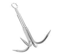 Beaupretty Grappin en Acier Inoxydable à 4 Griffes Argenté, Crochet Polyvalent pour Ancrer Objets et Herbes Aquatiques, pour Camping et Sauvetages d'urgence