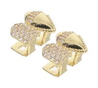 Beaupretty Grills Dentaires Canines De Vampire Zircone Dorée 2 Pièces Miroir Effet v Aiguisé Cosplay Halloween Adultes