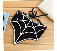 Beaupretty Halloween Foulard Triangle Noir Motif Toile Araignée Accessoire Costume Fête Bandeau Tête Ajustable