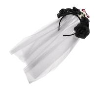Beaupretty Halloween Headband With Lace And Fake Roses Lightweight Skull Hairband For Women Durable Cosplay Accessory For Halloween Parties And Themed Events