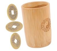 Beaupretty Jeu de Divination Bouddhiste avec Seau Bambou Compact et Cuivre Outil Traditionnel Chinois pour Prédiction et Décoration de Bureau