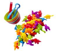 Beaupretty Jeu Éducatif Dinosaures Plastique Apprentissage Mathématique pour Tout Petits Stimule Cognition Motricité Fine et Partage Social Couleur Aléatoire Couleur Aléatoire