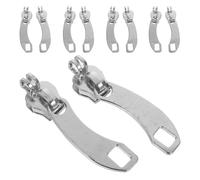 Beaupretty Kit 10 Tirettes de Fermeture Éclair en Nylon Résistant, Taille 8 Trou, Couleur Argentée, Remplacements Amovibles pour Valises, Paquet à Dos et Manteaux, Réparation Serrure