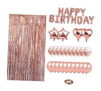 Beaupretty Kit de Ballons Latex et Aluminium pour Décoration de Fête Anniversaire Rose Doré avec Ballons Confettis et Rideaux pour Mur Porte Plafond