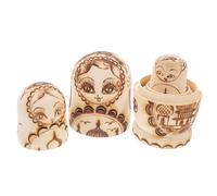 Beaupretty Kit de Poupées Gigognes Russes Bois Non Peintes à Pyrogravure Couches Artisanal pour Garçon Fille Cadeau Décoratif Traditionnel Russe