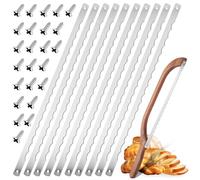 Beaupretty Lames de Rechange pour Couteau Acier Inoxydable, 12 Pièces Dentelées pour Coupe D'arceau, Accessoires Cuisine pour Découpe Précise, Recharge 30 Vis