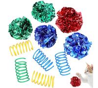 Beaupretty Lot 10 Pcs Jouets pour Chats D'intérieur 5 Balles Froissées Colorées 5 Jouets à Ressort en Spirale et Légers pour Stimuler Jeu et Chasse