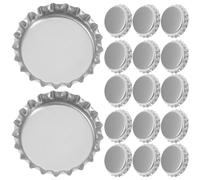 Beaupretty Lot de 100 Capsules de Bouteilles Argentées en Acier Rondes, Bouchons Plats pour Bricolage Diy, Adaptés aux Garçon et Filles et Adultes, Décorations pour Altered Art