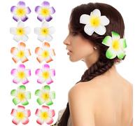 Beaupretty Lot De 12 Barrettes À Cheveux Multicolores En Forme De Fleur De Frangipanier Style Hawaïen Pour Mariage Fête D'Anniversaire Plage Tropicale Luau