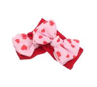 Beaupretty Lot De 2 Bandeaux à Nœud Pour -nés Et Petites Filles, Nylon Doux Extensible, Motifs Imprimés Cœur Rose, Accessoires Cheveux Bébé Polyvalents Pour Usage Quotidien Et Séances Photo