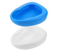 Beaupretty Lot de 2 Bassins de Lit en Plastique Renforcé, Grosse Ouverture Antidérapante, Capacité Adaptée pour Personnes Âgées Alitées, Usage Hospitalier et Domicile, Couleurs Bleu
