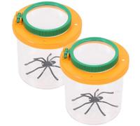 Beaupretty Lot de 2 Boîtes Loupe D'observation Insectes Jaunes Lentilles Grossissantes 3X et 6X, Boîte de Visionneuse Transparente pour Garçon et Filles, Éducatif D'exploration Nature