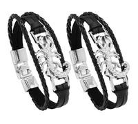 Beaupretty Lot de 2 Bracelets Homme en Cuir PU Noir Pendentif Scorpion Style Gothique Punk Manchette Réglable pour Cosplay Fêtes Usage Quotidien et Accessoires Rock