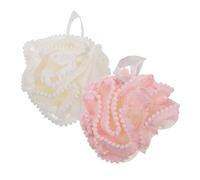 Beaupretty Lot de 2 Éponges Exfoliantes Corps Taille Large en Peluche Douce Blanc et Rose Fonction Gommage Dos pour Bain et Bain Couleur Aléatoire