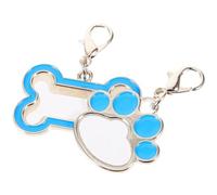 Beaupretty Lot de 2 Étiquettes Vierges pour Chiens en Métal Bleu, Surface Lisse et Résistante, Formes Os et Patte, pour DIY et Transfert de Chaleur