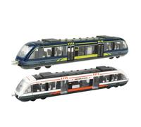 Beaupretty Lot de 2 Jouets de Train Électrique Tgv pour Garçon et Filles 2-8 Ans, Circuit de Train Miniature Blanc et Bleu, Jouet Éducatif de Simulation Ferroviaire, Présent Ludique
